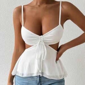 Tiger Mist Elegant White Ruched Women's Top NWT size Medium